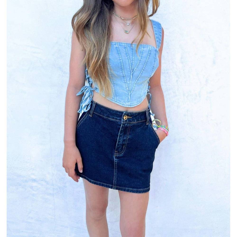 NEW THEME aly denim corset in blue